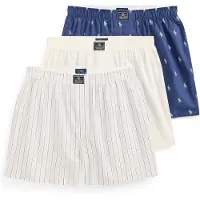 Ralph Lauren per uomo. 714830273050 Set di 3 boxer in cotone blu, bianco (L), Casual