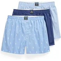 Ralph Lauren per uomo. 714830273049 Set di 3 boxer in cotone blu (L), Casual, Navy