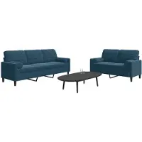 vidaXL Set di divani a 2 pezzi con cuscini e imbottiture in velluto blu