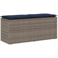 vidaXL Panca da giardino con cuscini grigio 110x40x44 cm in poly rattan