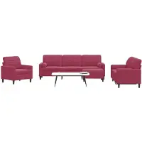 vidaXL Set di divani 4 pezzi con cuscini e imbottiture in velluto rosso vino