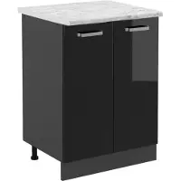 Vicco Mobiletto base cucina R-Line Nero lucido 60 cm PL Marmo, Model 45899