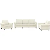 vidaXL Set divano 3 pezzi con cuscini in velluto crema