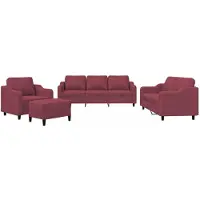 vidaXL set di divani 4 pezzi con cuscini in tessuto rosso vino
