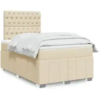 vidaXL Letto a molle con materasso crema 120x200 cm in tessuto