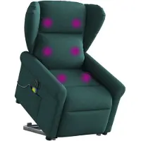 vidaXL Poltrona massaggiante elettrica con ausilio per la posizione eretta Tessuto verde scuro