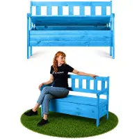 Kadax Panca da giardino in legno con schienale 120 cm con box, terrazza, balcone, giardino