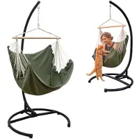 AMANKA Sedia sospesa XL con struttura per esterni - supporto per sedia sospesa 210cm con sedia relax