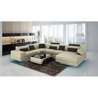 AEA Ledersofa Couch Wohnlandschaft Ecksofa Eck Garnitur Design Modern Sofa G8034