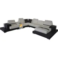 AEA Ledersofa Couch Wohnlandschaft Eck Garnitur Design Modern Sofa U-Form USB