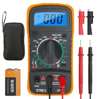 Strex Multimetro Digitale - AC / DC - Incl. Batteria 9V, Pinze & Custodia - Multi Meter