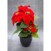 Spetebo Stella di Natale artificiale in vaso nero - 40 cm - Fiori artificiali di poinsettia, riproduzione fedele del fiore naturale