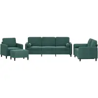 vidaXL Set di divani 4 pezzi con cuscini in velluto verde scuro