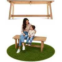 Kadax Panchina da parco in legno senza schienale 119 cm, solida panchina da giardino