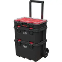 Keter 250927 Cassetta degli attrezzi Stack n Roll non assemblata nera