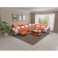 AEA Ledersofa Couch Wohnlandschaft Ecksofa Eck Garnitur Design Modern Sofa G8035D