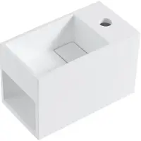 CERANO - Lavabo in marmo sinterizzato Zeno, da appendere a destra - bianco opaco - 33x18 cm