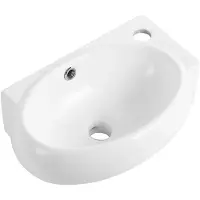 CERANO - Lavabo in Vetroceramica - da appendere - Avorio - destro - bianco lucido - 43x29 cm