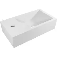 CERANO - Lavabo in marmo colato Teo - sospeso a sinistra - bianco opaco - 40x22 cm