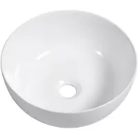CERANO Lavabo in Vetroceramica Elio, da appoggio, bianco lucido, diametro 32 cm