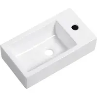 CERANO Lavabo in Vetroceramica Vivo, modello sospeso, lato destro, bianco lucido, dimensioni 45,5 x 25 cm