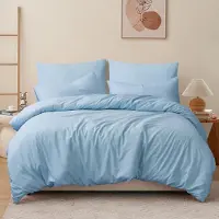 Merkloos Copripiumino in azzurro chiaro, 200 x 200 cm, in microfibra, con 2 federe 65 x 65 cm e chiusura a zip