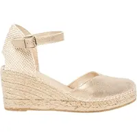 Alhamas Sandalo con cinturino 'Alpargata Cuña 7 cm' oro