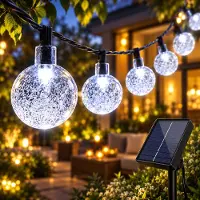 Rosikey 9.5M Fairy Lights Outdoor Solar Light Bulbs LED Fairy Lights, Indoor Outdoor Christmas Lighting Outdoor Garden Decoration, White