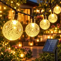 Rosikey 9.5M Luci di Fata Lampadine solari all'aperto Luci di Fata LED, Indoor Outdoor Illuminazione di Natale Giardino all'aperto Balcone Festa Decorazione, Bianco Caldo