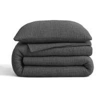 Royal Textile Sleeptime, coperta per letto "Lazy" in mussola, colore antracite, dimensioni 240 x 200 cm, con federe incluse