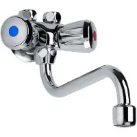 Stiebel Eltron 185474, miscelatore a due maniglie da parete, compatibile con scaldacqua istantanei di piccole dimensioni