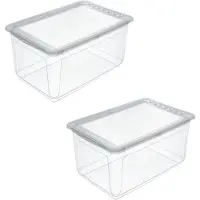 Keeeper Contenitore portaoggetti bea, 2 pezzi, con sistema Air Control, 59 x 39 x 27 cm, 43 litri, trasparente