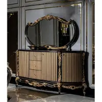 Casa Padrino set di mobili barocchi nero/oro - 1 credenza con 4 ante e 3 cassetti e 1 specchio - Mobili barocchi fatti a mano - Nobili e magnifici