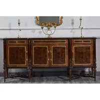 Casa Padrino credenza barocca marrone scuro/marrone - Magnifico mobile in legno massiccio con 4 ante e 3 cassetti - Mobili in stile barocco - Mobili barocchi - Nobile & Magnifico