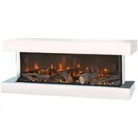 Casa Padrino caminetto elettrico da parete a LED bianco 113,5 x 32 x h. 47 cm - Caminetto elettrico moderno con telecomando - Luxury Collection