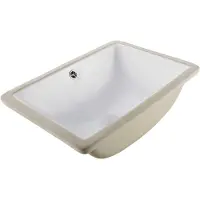 Vevor Lavandino Sottopiano Lavabo per Bagno 460 x 330 mm, Lavello Rettangolare in Vetroceramica con Foro di Troppopieno, Lavabo da Bagno Sotto Banco di Lavoro, Moderno, Foro Scarico 45 mm, Bianco
