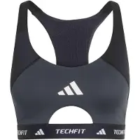 Adidas Reggiseno sportivo 'TECHFIT Workout Color Block Medium Support' grafite / nero / bianco