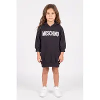Moschino Girl's Hoodie Dress With Logo Embroidery Black Taglia: 8 | Abbigliamento da Notte Outlet | kids | Nero
