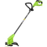 Greenworks Tagliabordi a batteria 24V per giardini di piccole e medie dimensioni, larghezza di taglio 25 cm, incluse 20 lame in plastica senza batteria e caricabatterie
