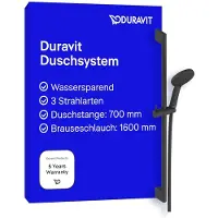 Duravit Set doccia Universal, soffione con 3 tipi di getto (pioggia, getto intenso, getto delicato)