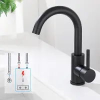 Homelody Rubinetto per lavabo a bassa pressione, nero, per bagno o cucina