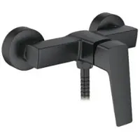 Ibergrif Miscelatore per doccia M12007B con doccetta manuale, tubo flessibile e supporto, colore nero