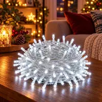 Rosikey 20M 200LEDs 8 modalità di luci fiabesche potenza, timer, funzione di memoria, LED Natale luci fiabesche festa decorazione luce albero di Natale illuminazione giardino, bianco