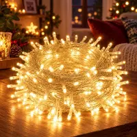 Rosikey 50M 400LEDs 8 modalità di luci fatate potenza, timer, funzione di memoria, LED Natale luci fatate festa decorazione luce albero di Natale illuminazione giardino, bianco caldo