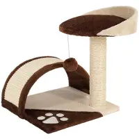 Lionto tiragraffi compatto , piccolo tiragraffi con pallina, arco tiragraffi e piattaforma di osservazione, salvaspazio, altezza 43 cm, marrone/beige