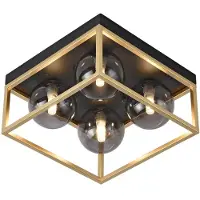 Lux.pro Plafoniera 'Widnes' 4 x G9 in vetro metallico nero/oro