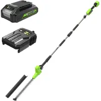 Greenworks Potatore elettrico a batteria da 24V, con manico telescopico regolabile, lame doppie da 51 cm