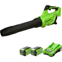 Greenworks GD40ABK2X, soffiante a batteria con motore brushless, velocità fino a 210 km/h, 15