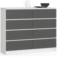 Akord Cassettiera Con Cassetti 120X40X99 Cm Bianco/Grigio Grafite