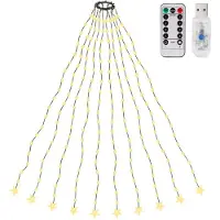 Salcar , 2 metri di luci natalizie a forma di anello, catena luminosa per albero di Natale con 10 fili, 200 luci LED per albero, abete, ghirlanda, decorazioni – luce bianca calda